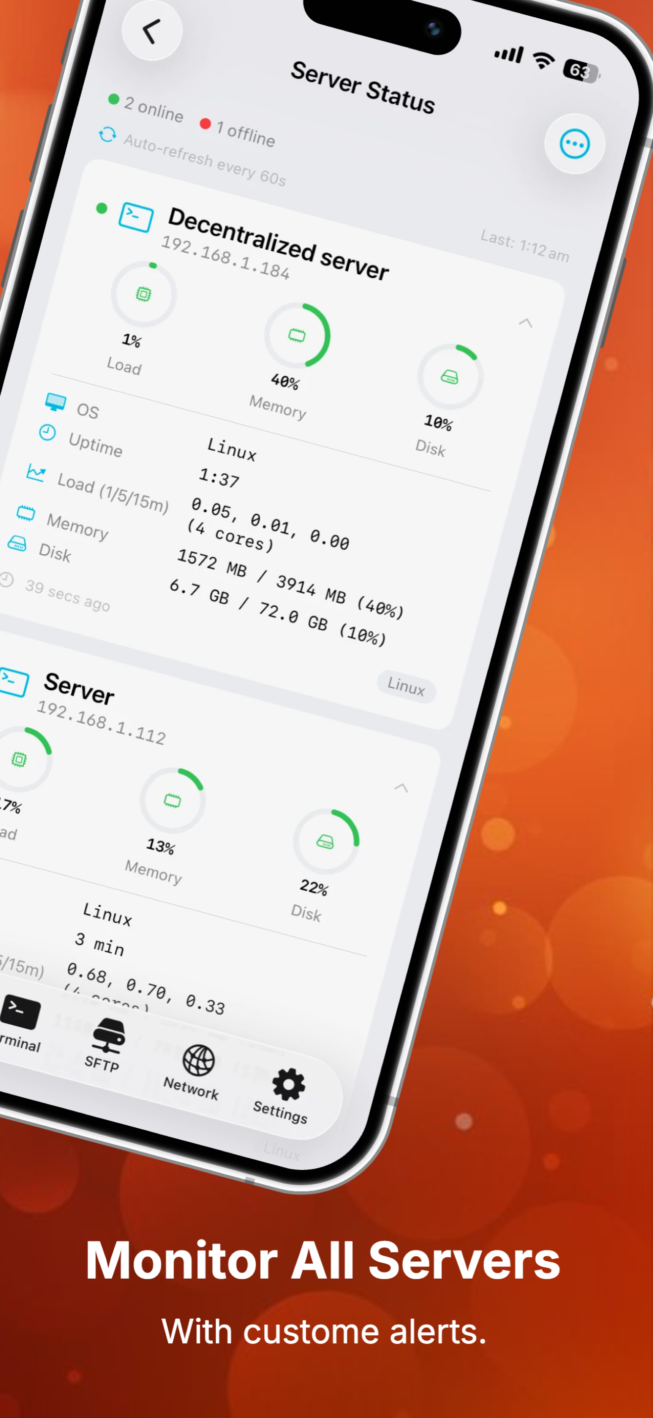 Monitor all servers with custom alerts