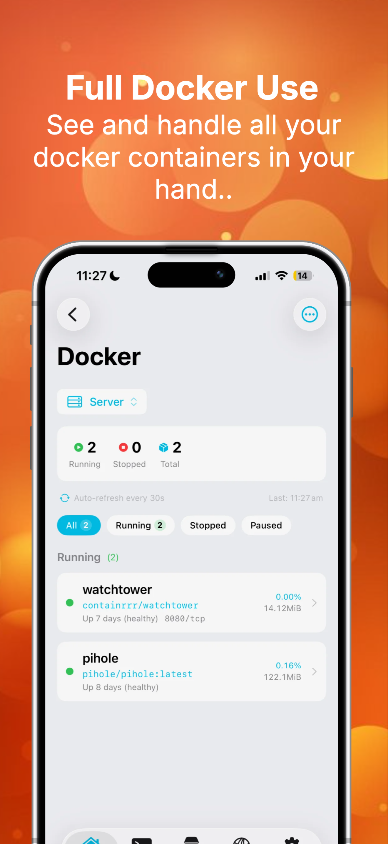 Full Docker container management