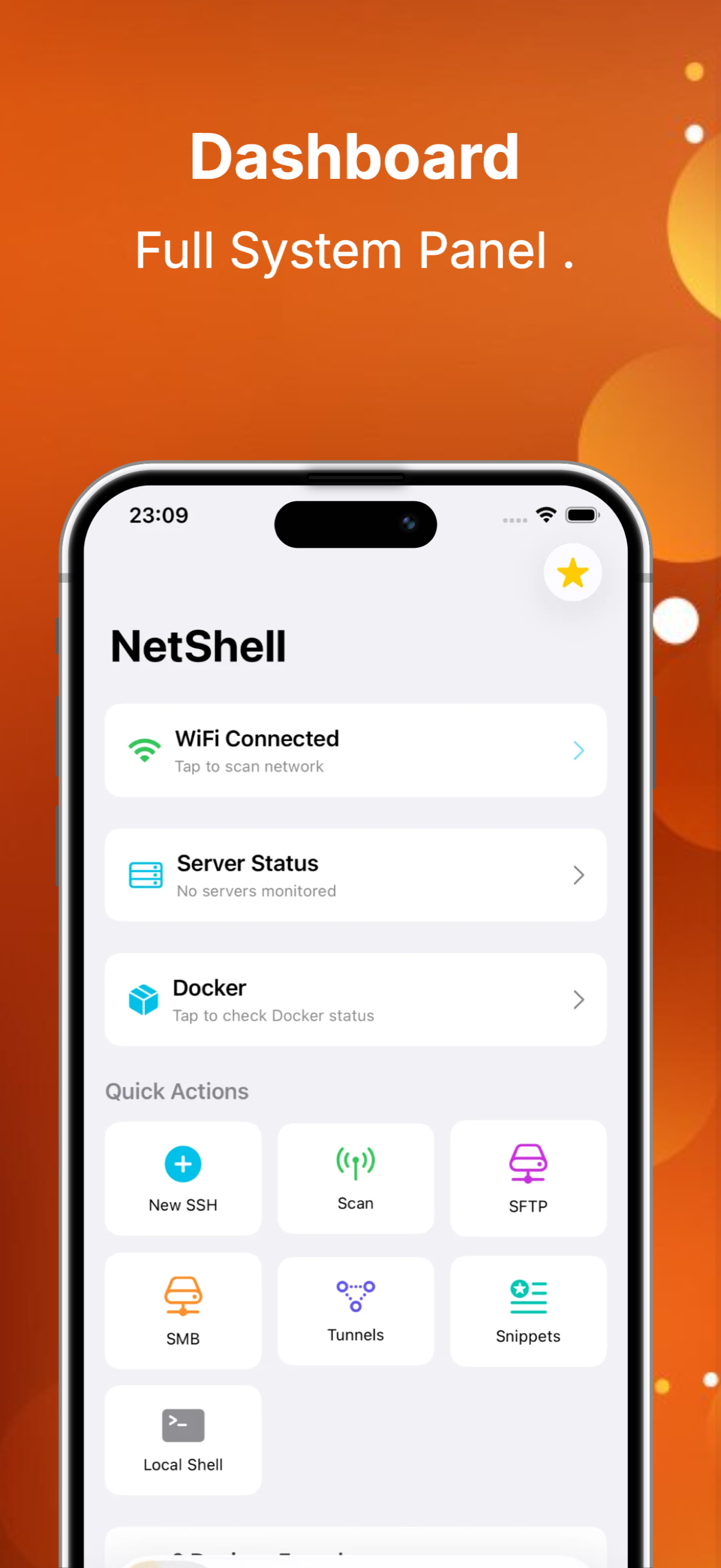 NetShell dashboard / full system panel